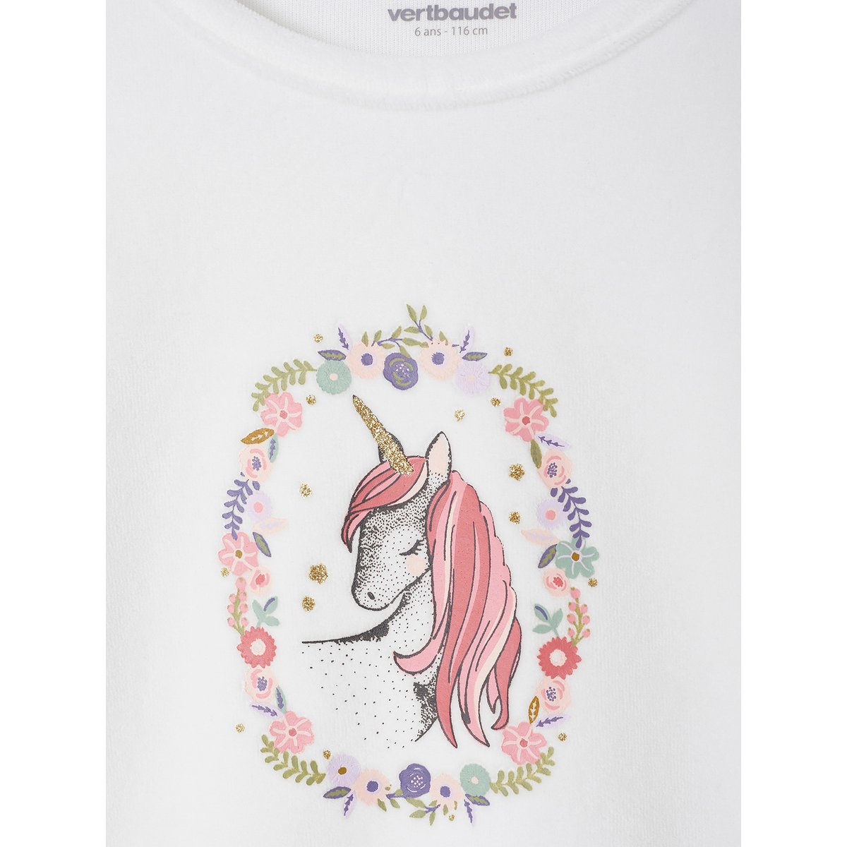 Lot de 2 pyjamas velours Licorne écru, VERTBAUDET