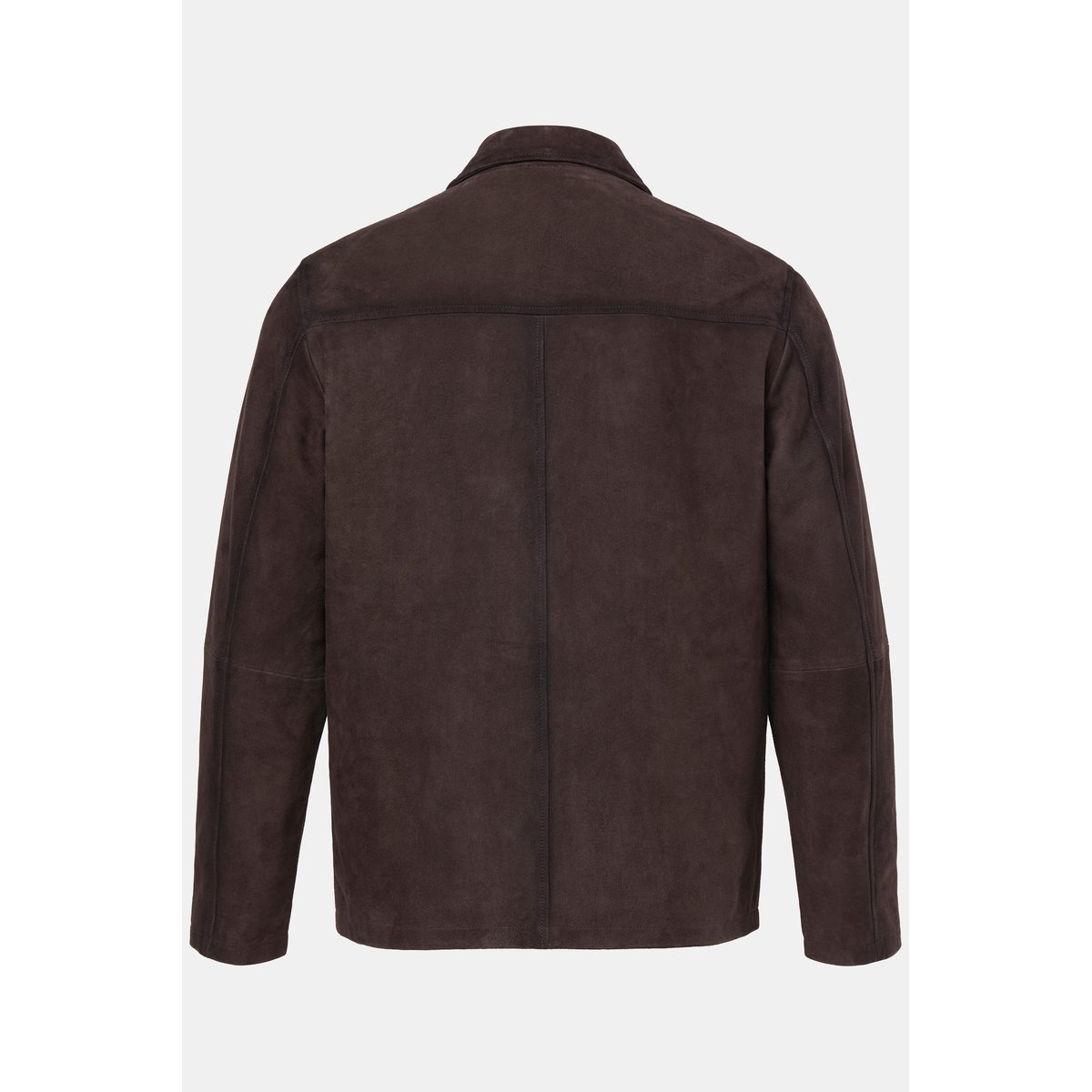 Veste en cuir de chèvre suédé. col chemise marron foncé, JP1880