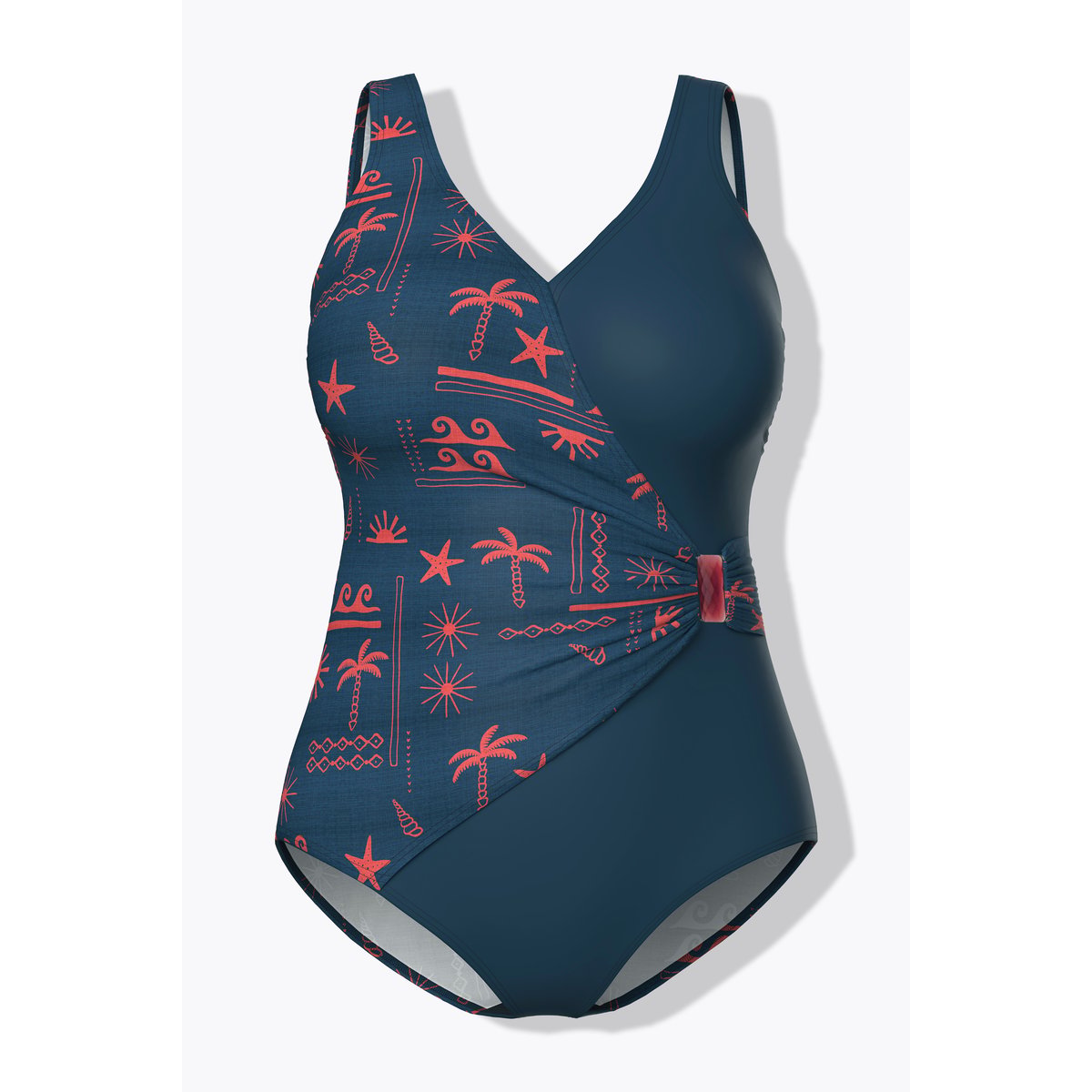 Maillot de bain effet cache-cœur bleu foncé, ULLA POPKEN