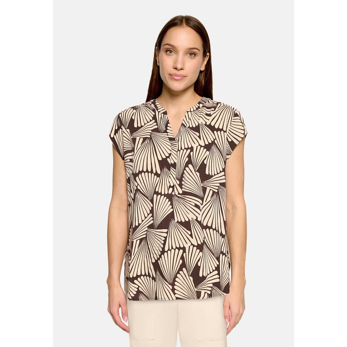 Tunique manches courtes marron/beige, BETTY BARCLAY