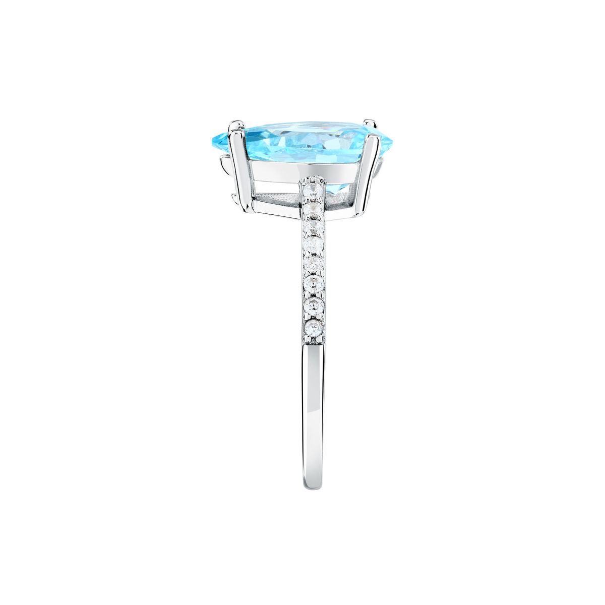 Bague en acier, cristaux, TESORI argent, bleu clair, MORELLATO