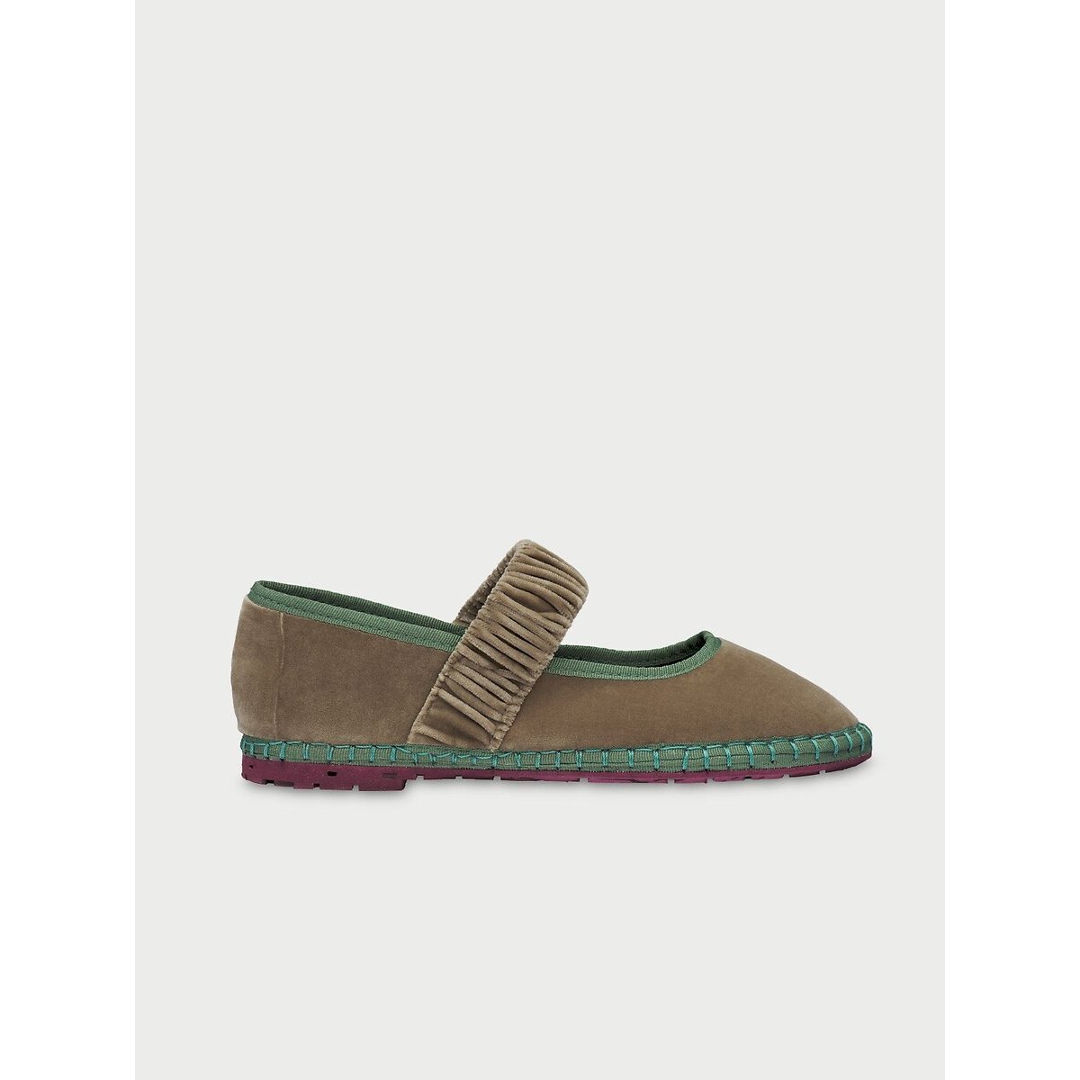 Ballerines en velours Mafalda marron/vert, FLABELUS
