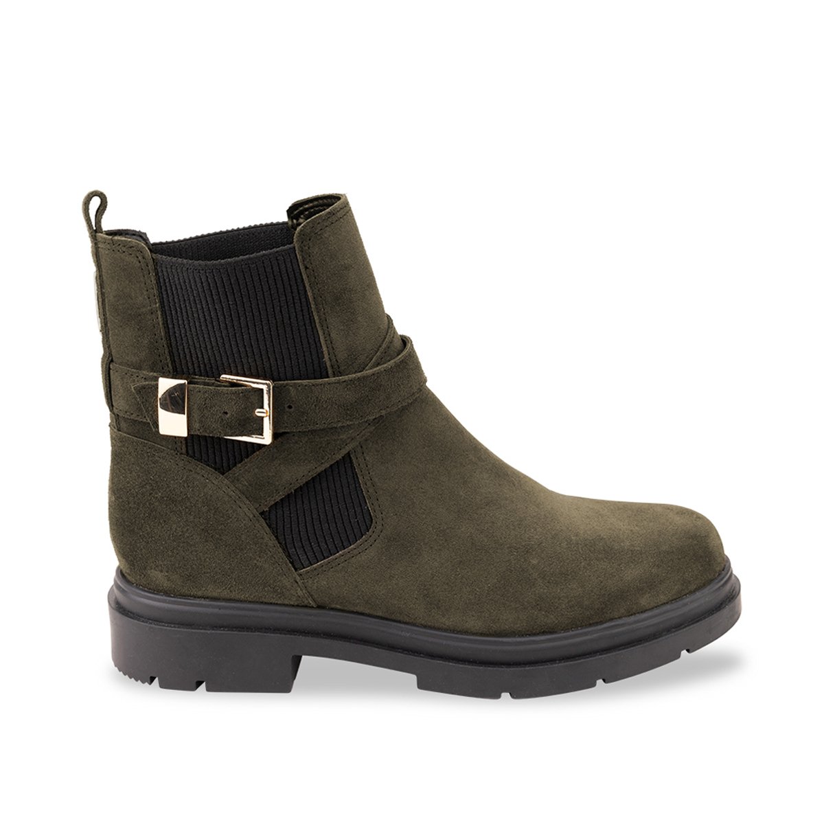 Bottines plates en cuir SIMONE kaki, LES TROPEZIENNES PAR M.BELARBI