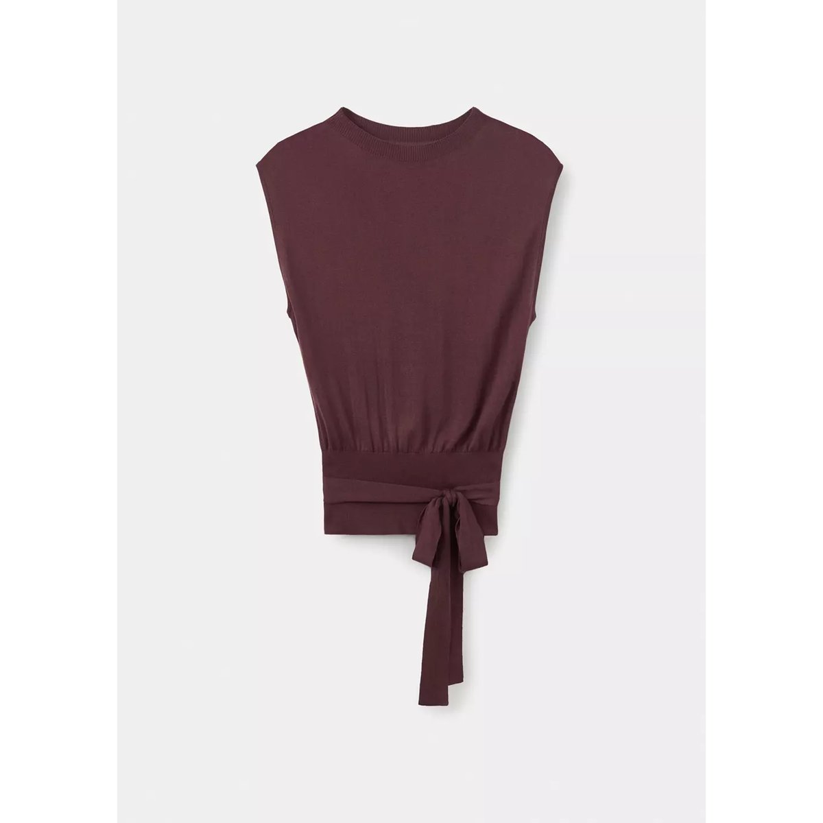 Gilet maille ceinture bordeaux, MANGO