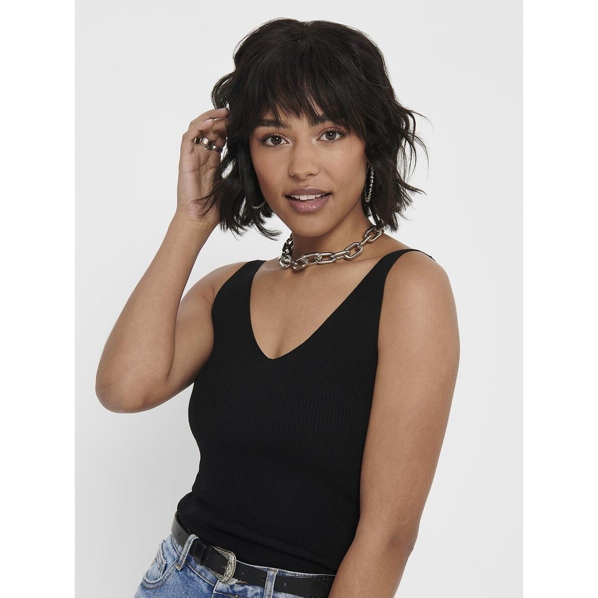 Sleeveless V-Neck Jumper black, JDY