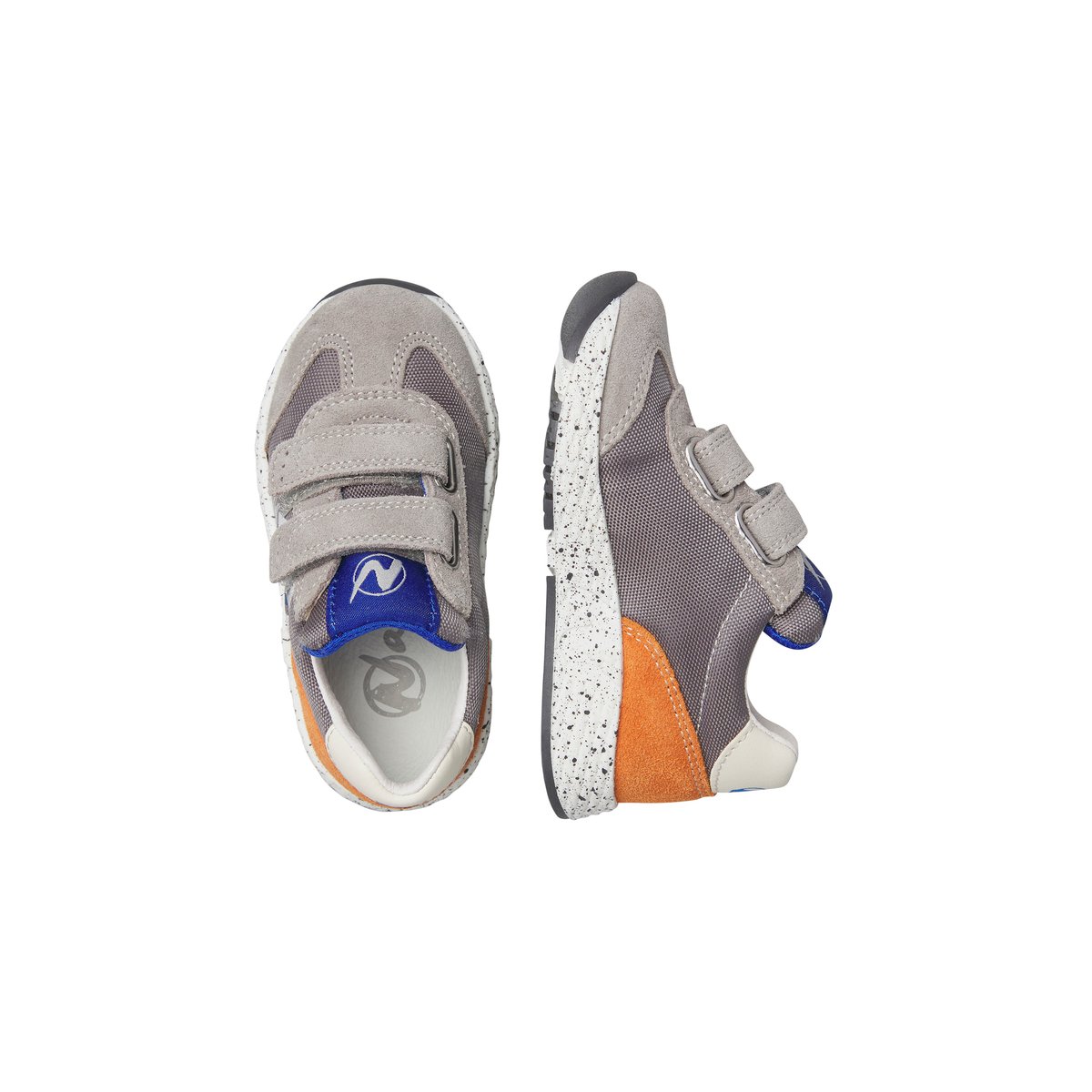Sneakers en cuir et tissu JESKO 2 VL. gris-blanc-orange, NATURINO