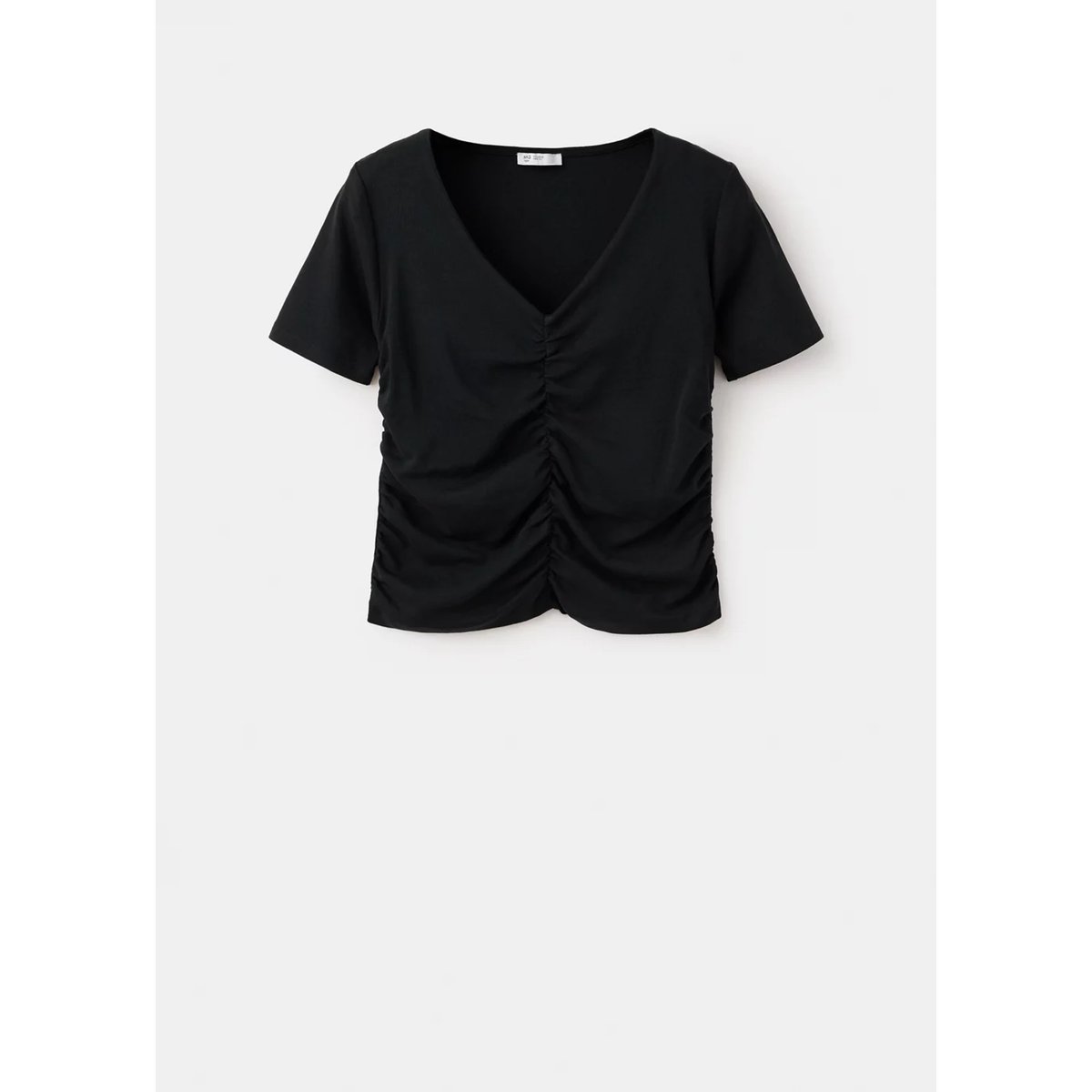 T-shirt coton drapé noir, MANGO TEEN