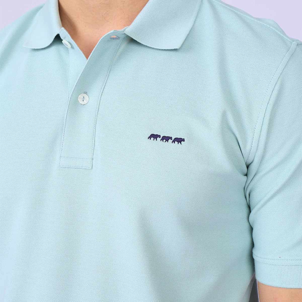 Polo Collin bleu glacier, MISE AU GREEN