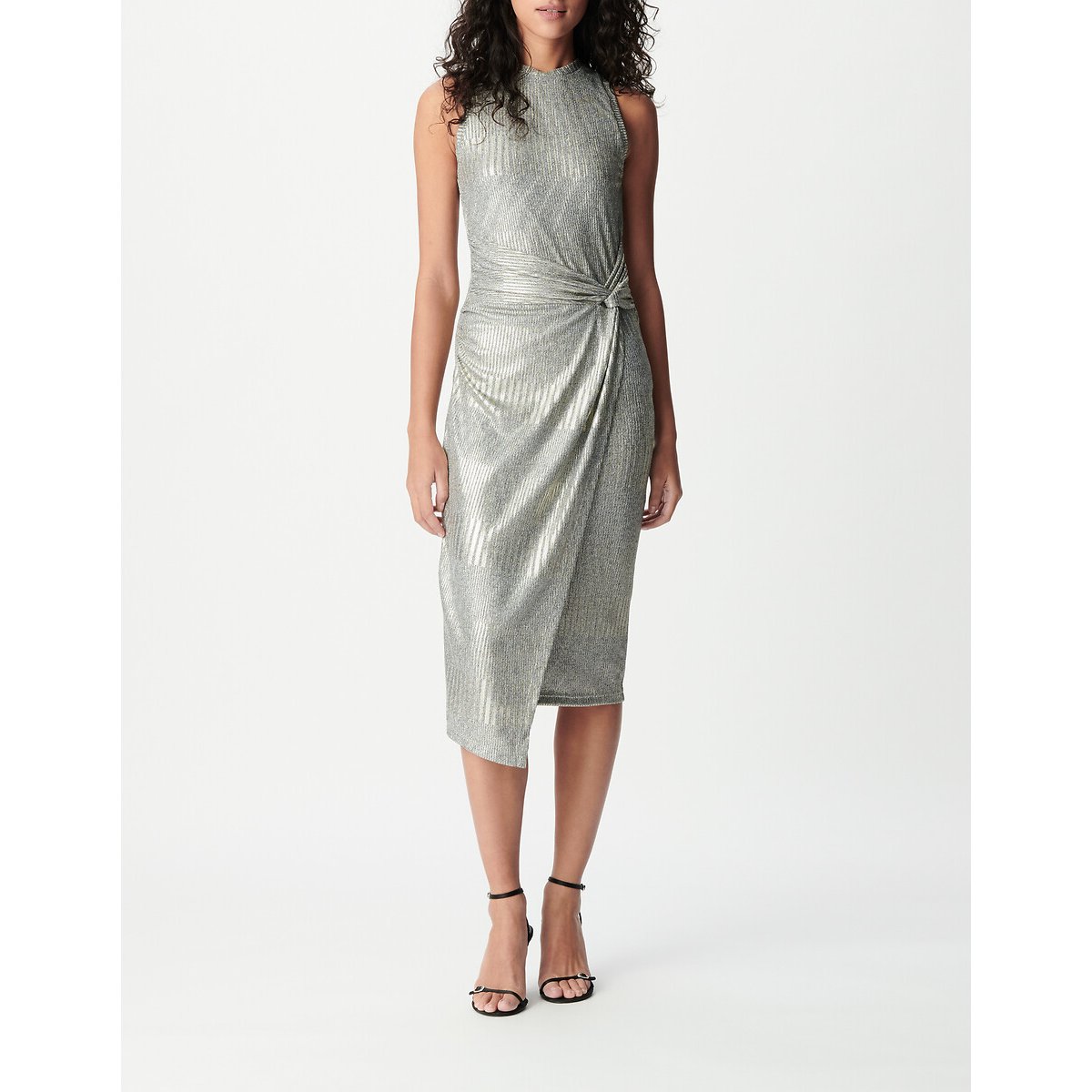 Sleeveless Iridescent Midi Dress with Crew Neck sand marl, IKKS