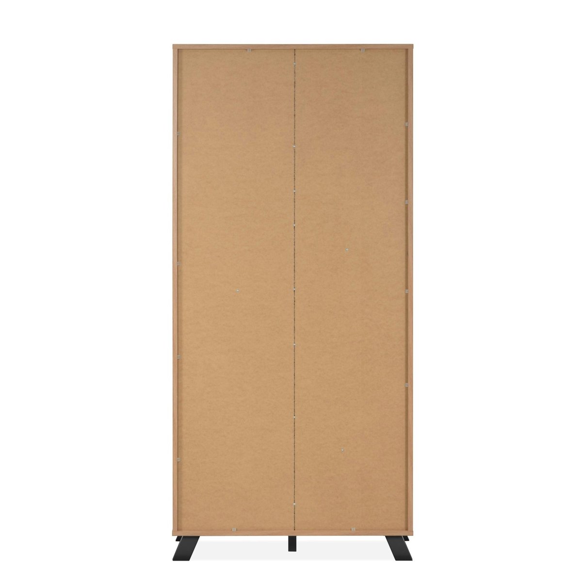 Bibliothèque vitrine 1 porte noire rainurée ALVA bois naturel, PIER IMPORT