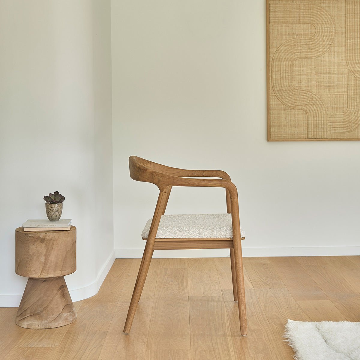 Lot de 2 chaises en teck massif et bouclette  AMBRE ecru, BERAH GETAH