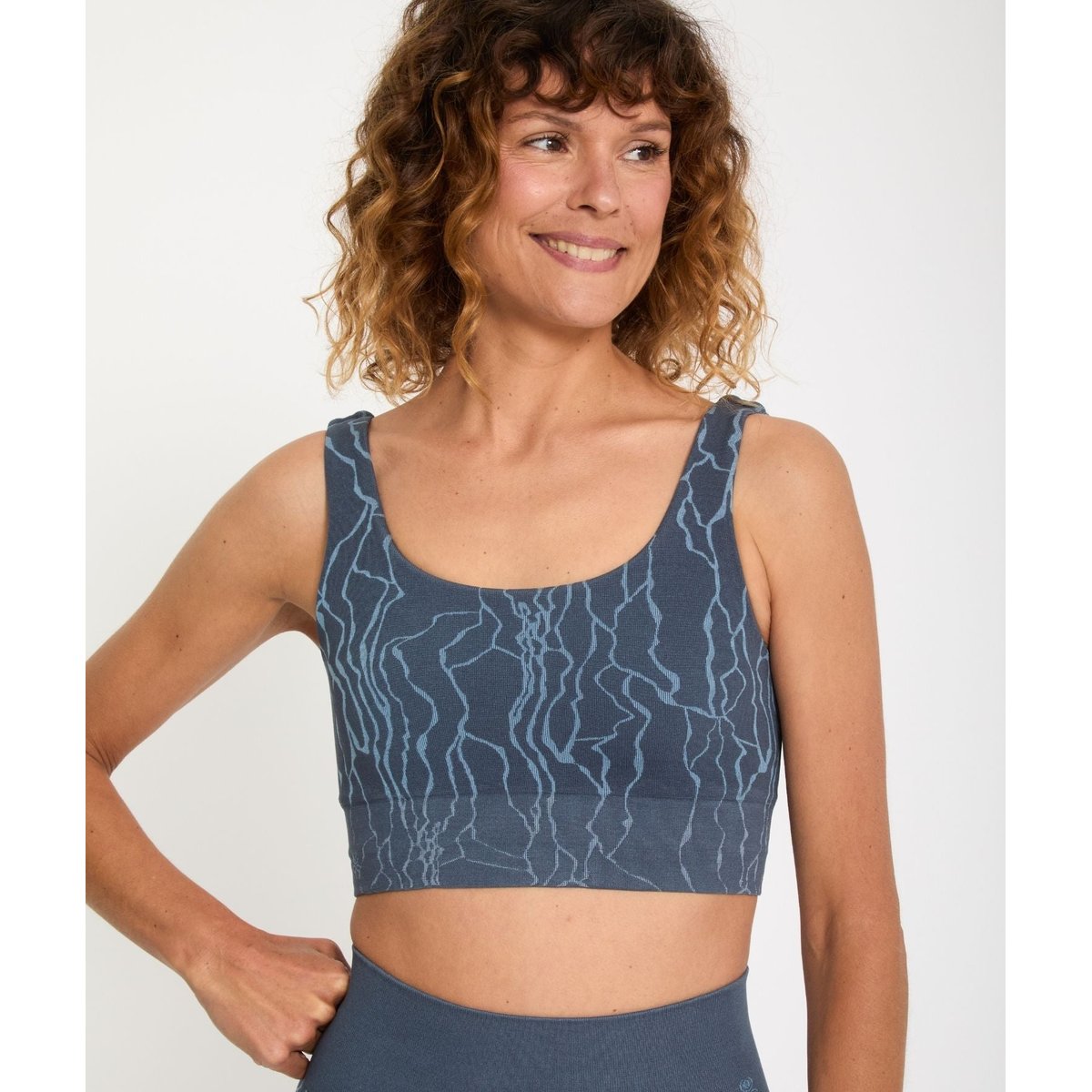 Brassière jacquard  DATTA bleu métal, YOGA SEARCHER