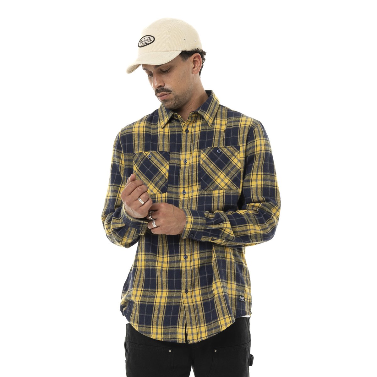 Surchemise bucheron structurée coton jaune/bleu foncé, VON DUTCH