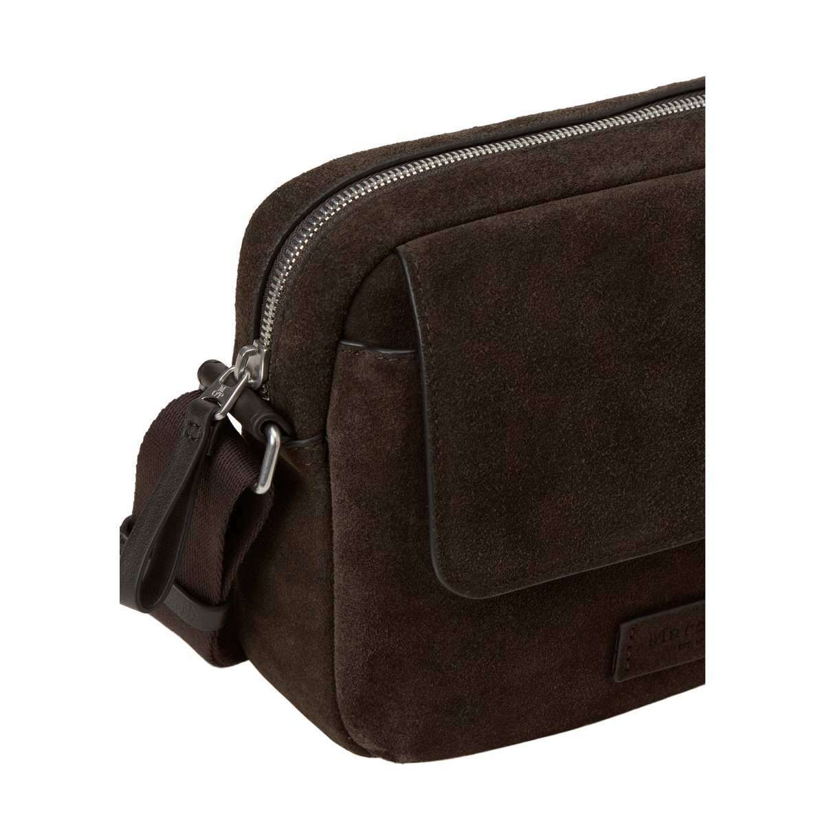 Sac à bandoulière modèle Elvin en cuir velours souple dunkelbraun, MARC O'POLO