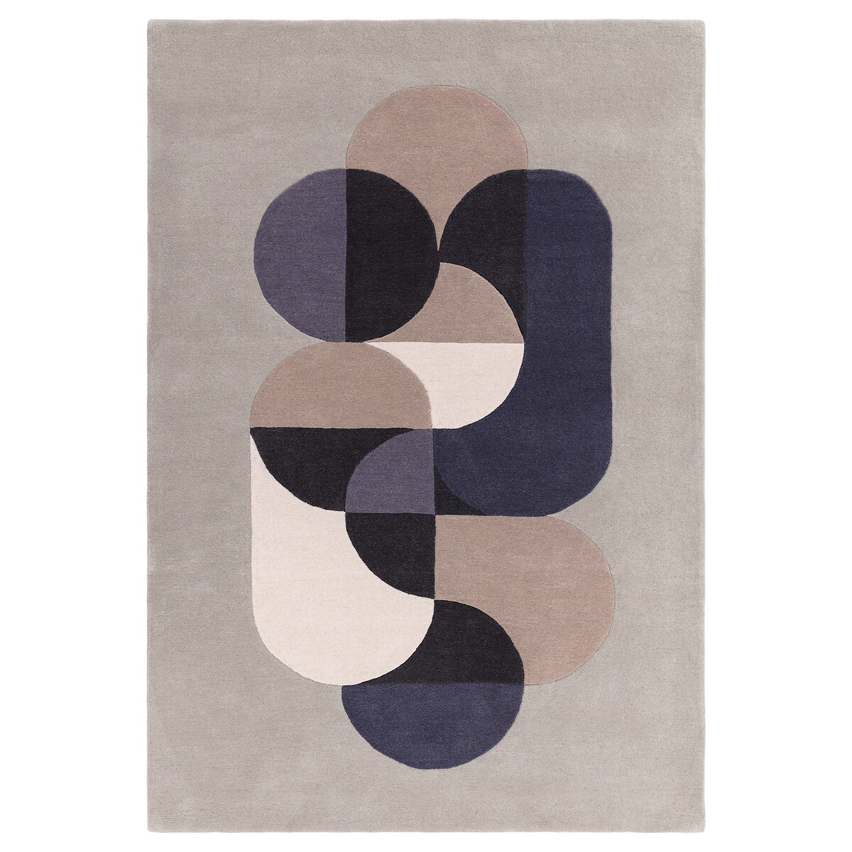 Statement Abstract Shapes Rug in 100% Wool grey, ÉDITÉ