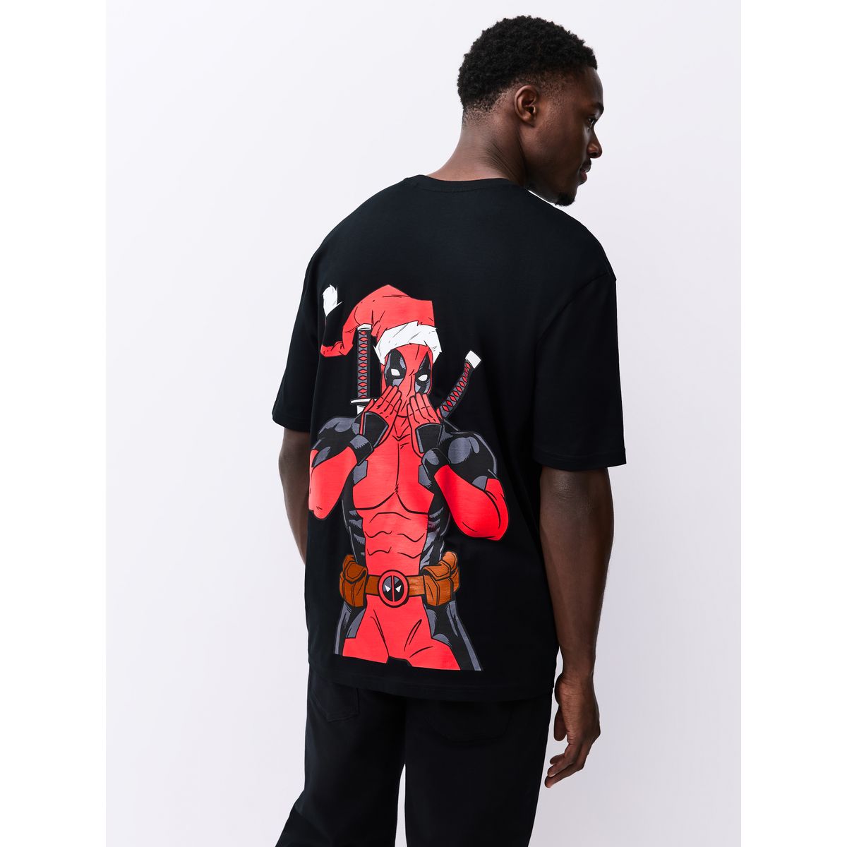 T-shirt de noël à imprimé graphique deadpool noir, NEXT
