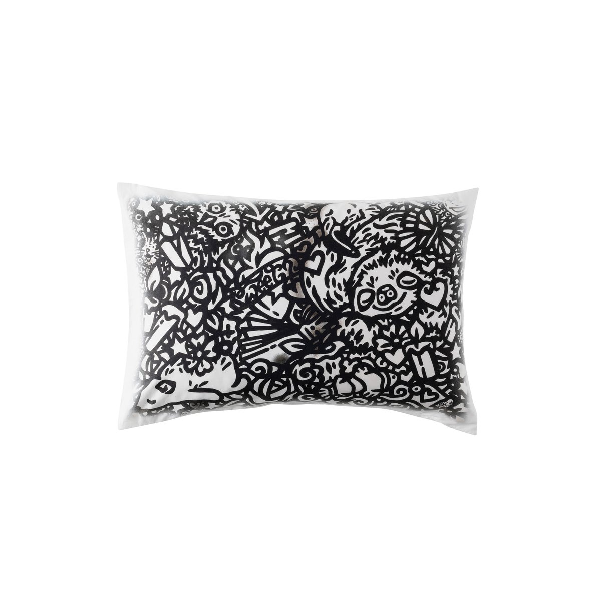 Taie d'oreiller rectangulaire coton JAKÈ 2024 imprimé, CARRE BLANC