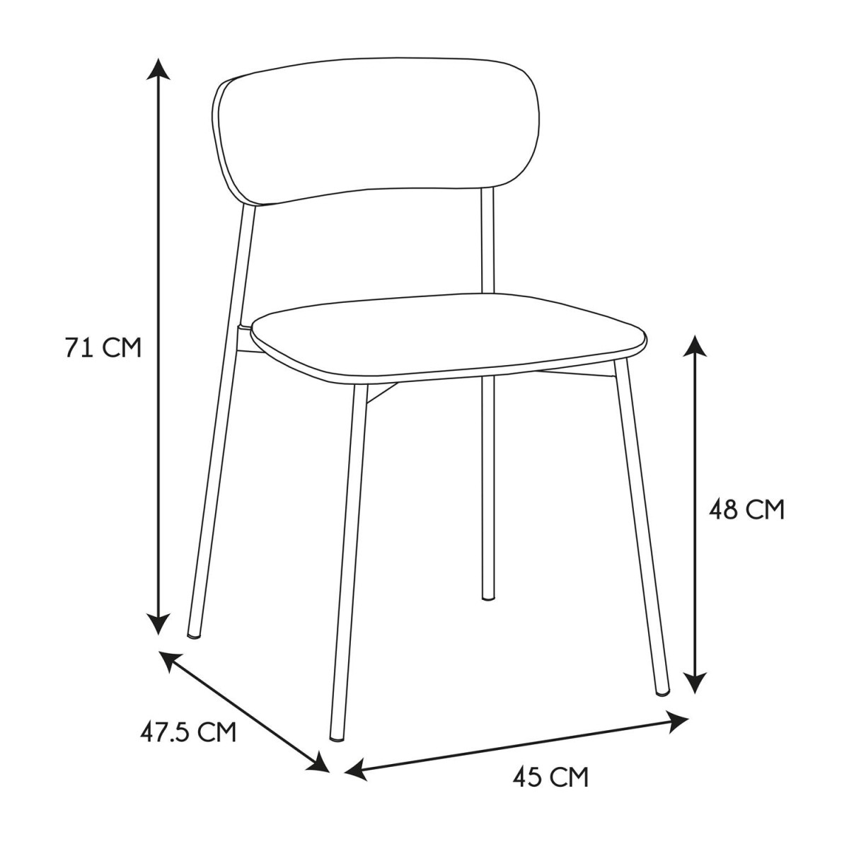 Lot de 4 Chaises en tissu écru LIVIO ecru, CALICOSY