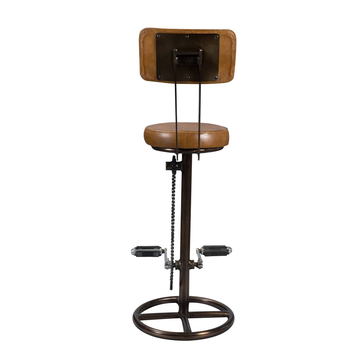 Chaise de bar 76 cm en cuir avec dossier - PHOENIX marron, MAISON PAVANE