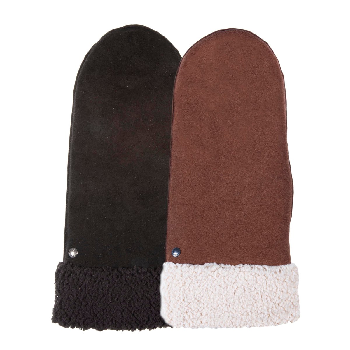 Gants en cuir de chèvre velours, doublés imitation fourrure noir, ISOTONER