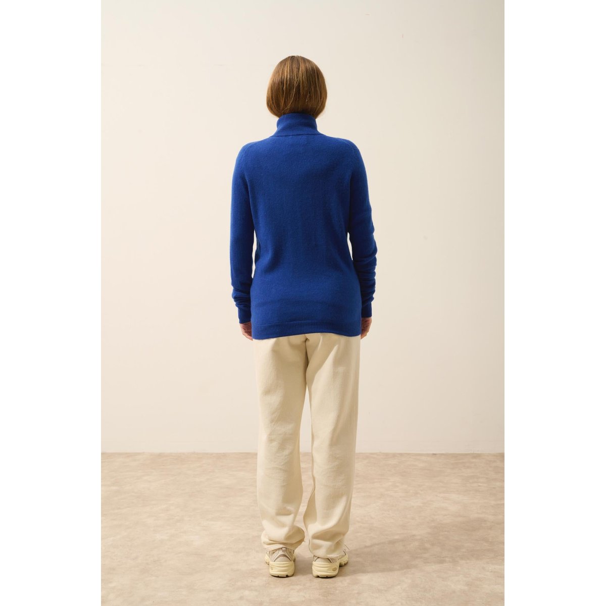 Gilet Zippé Col Montant Outremer Ayr bleu foncé, JUST CASHMERE
