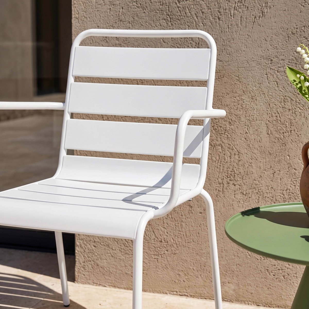 Fauteuil de jardin en acier thermolaqué, PALAVAS blanc, OVIALA