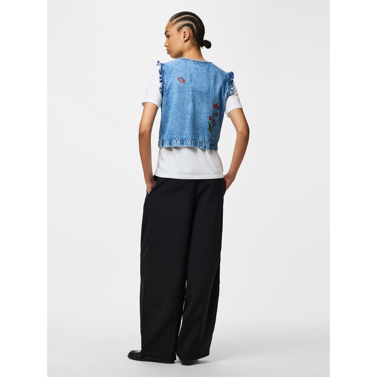 Top medium blue denim, PIECES