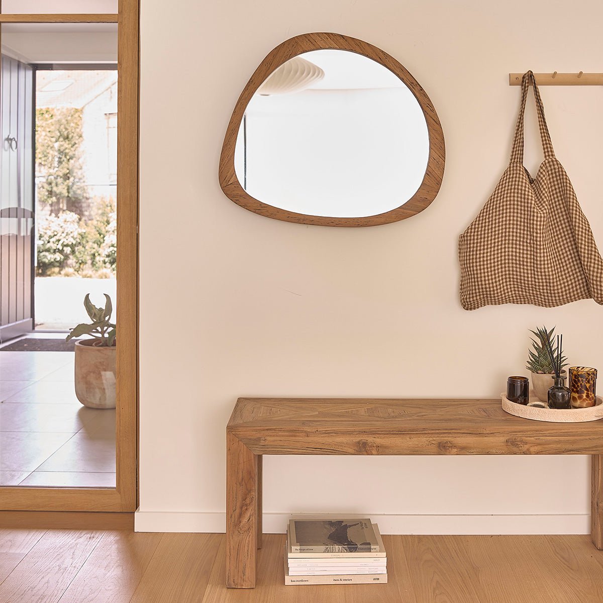 Miroir en teck massif recyclé 70x60 cm AUSTIN naturel, BERAH GETAH