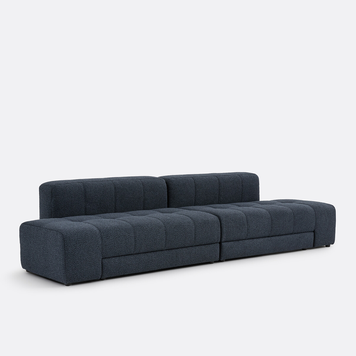 Canapé droit, 5 places, 4 en 1, en bouclette fine, FANO bleu, LA REDOUTE INTERIEURS