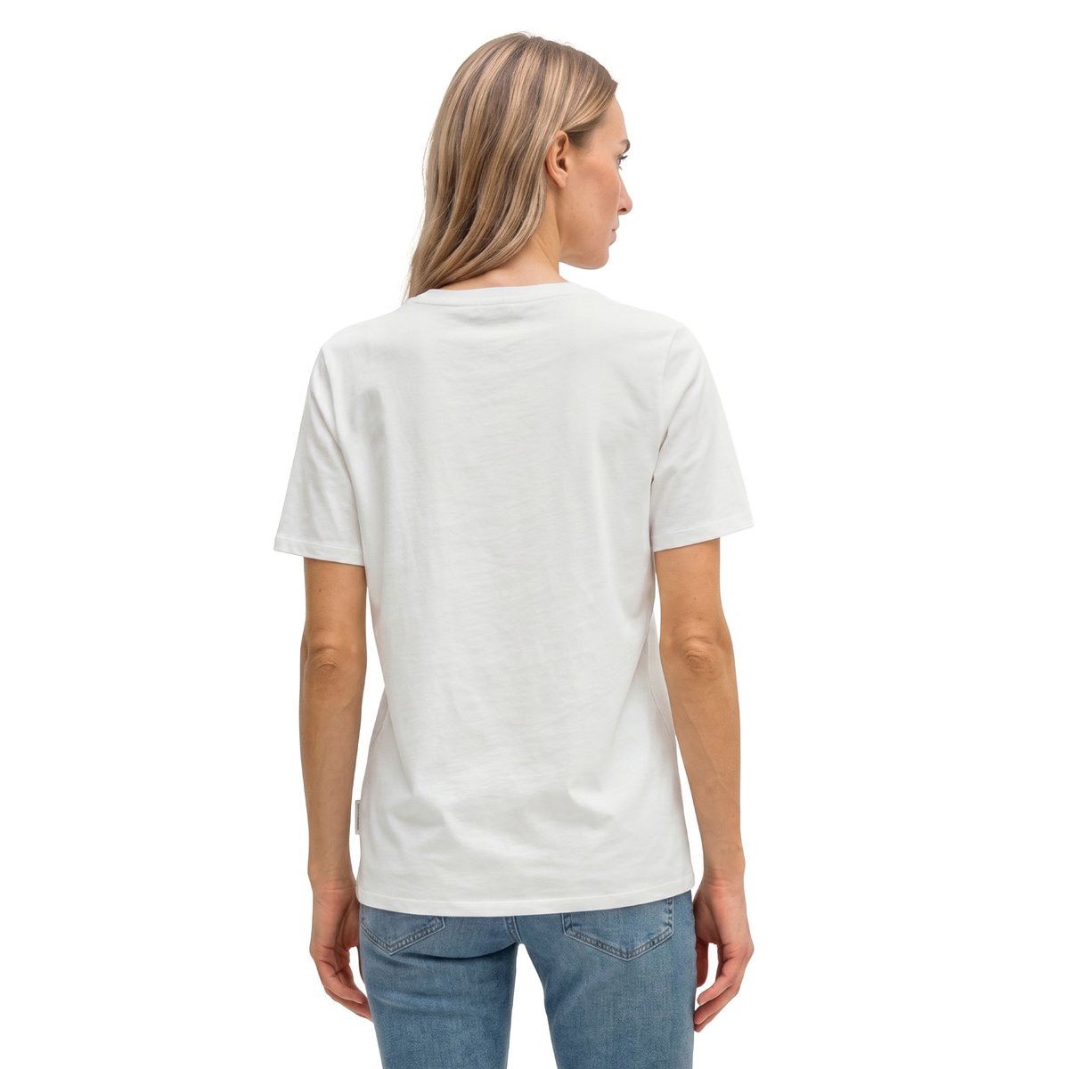 T-shirt classique à encolure en V en coton organique blanc, MARC O'POLO