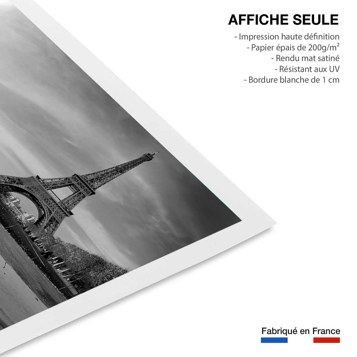 Affiche paris tour eiffel et 2cv rouge affiche seule, HEXOA