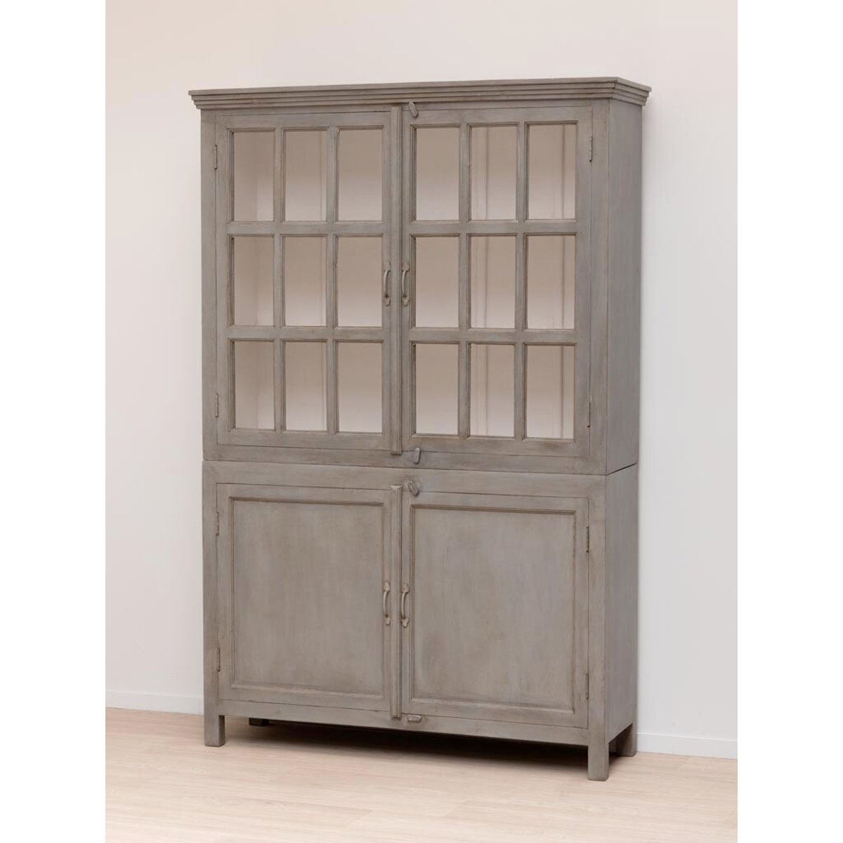 Vitrine en bois CHEVERNY gris, CHEHOMA