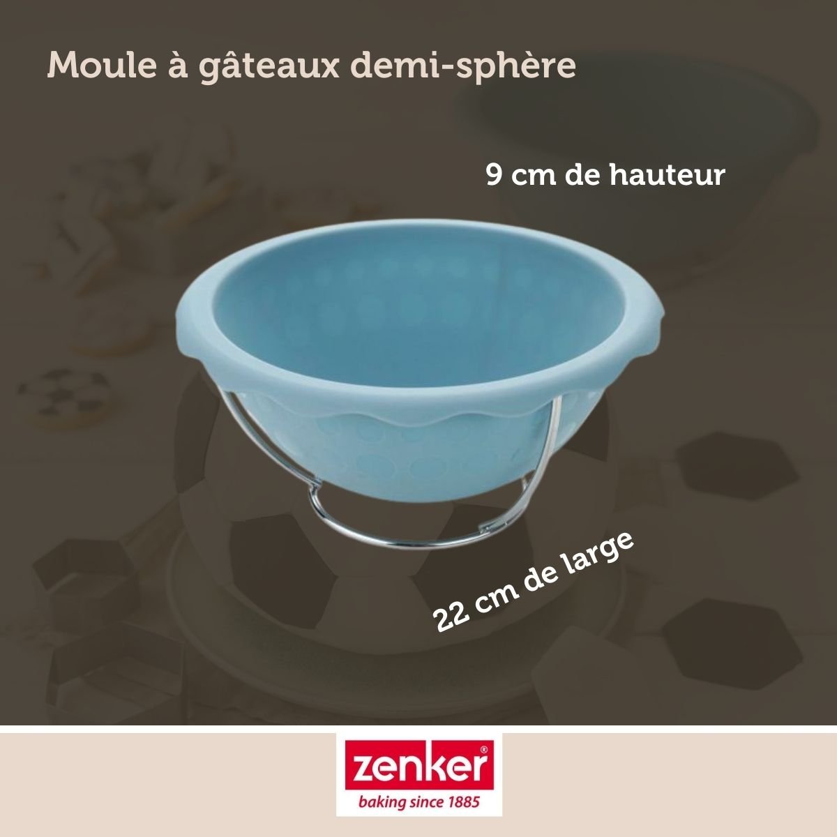 Moule demi sphère pour gâteau ballon de foot bleu, ZENKER