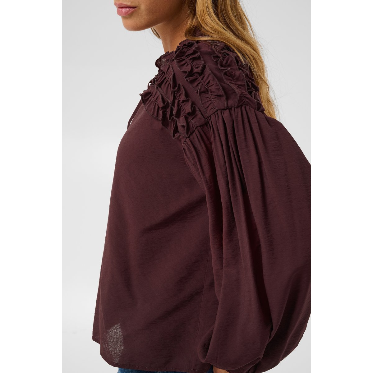Blouse à manches longues bordeaux fudge, KAFFE