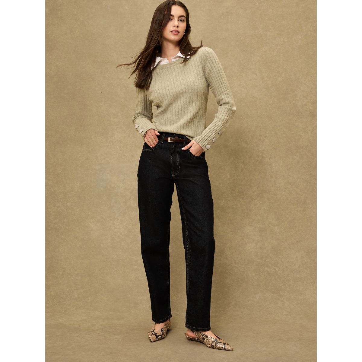 Pull en maille super doux avec effet chemise vert sauge, NEXT