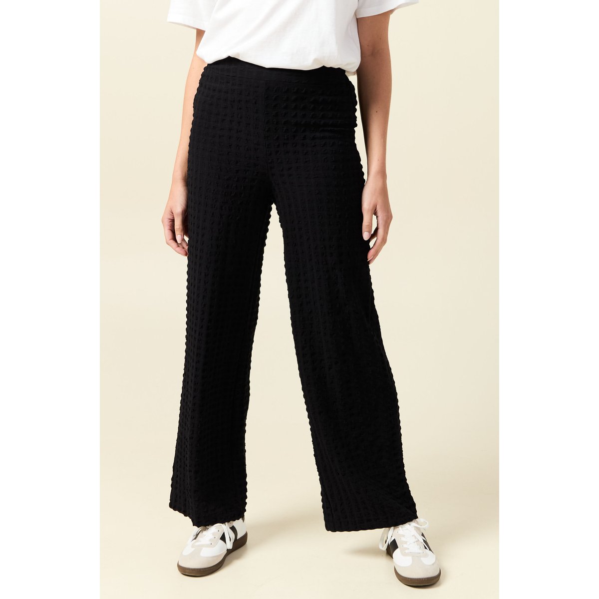 Pantalon loose taille haute fluide noir, BONOBO