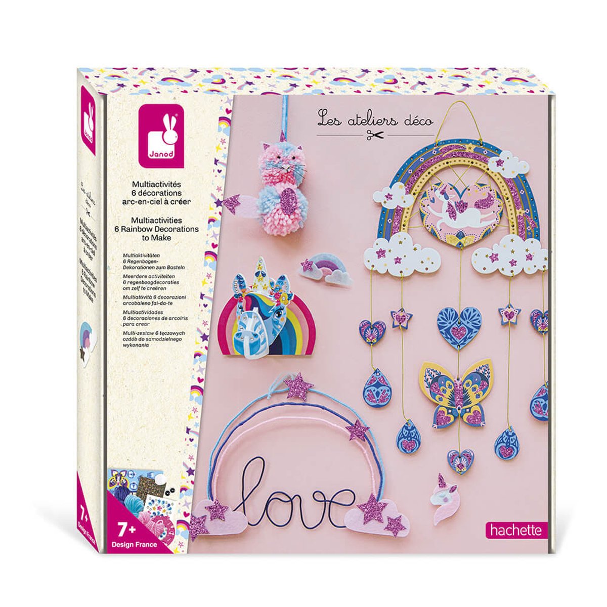 Kit Créatif - Coffret Multi-activités Arc-en-ciel rose, JANOD