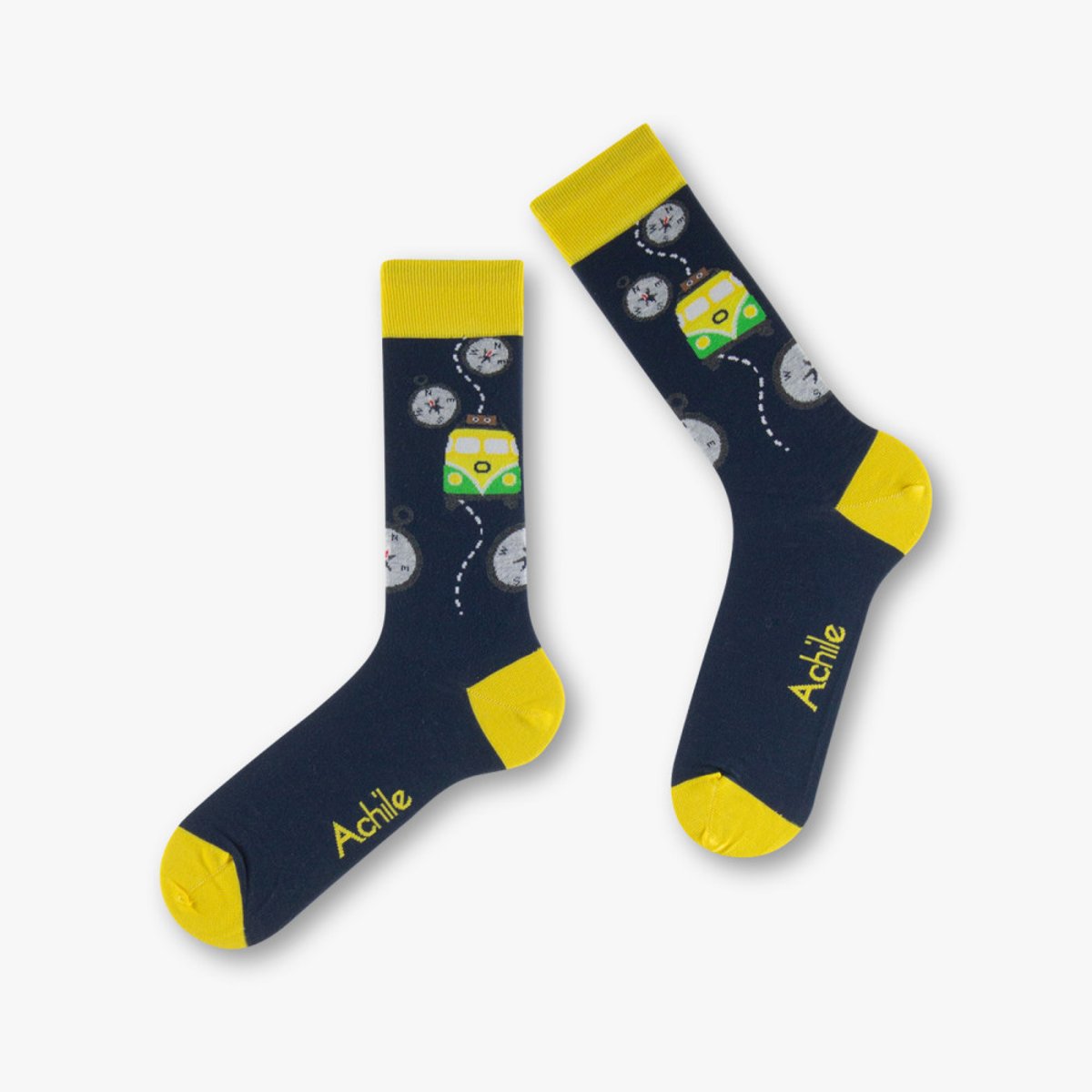 Mi-chaussettes Homme Achile Mini bus coton majoritaire marine, ACHILE