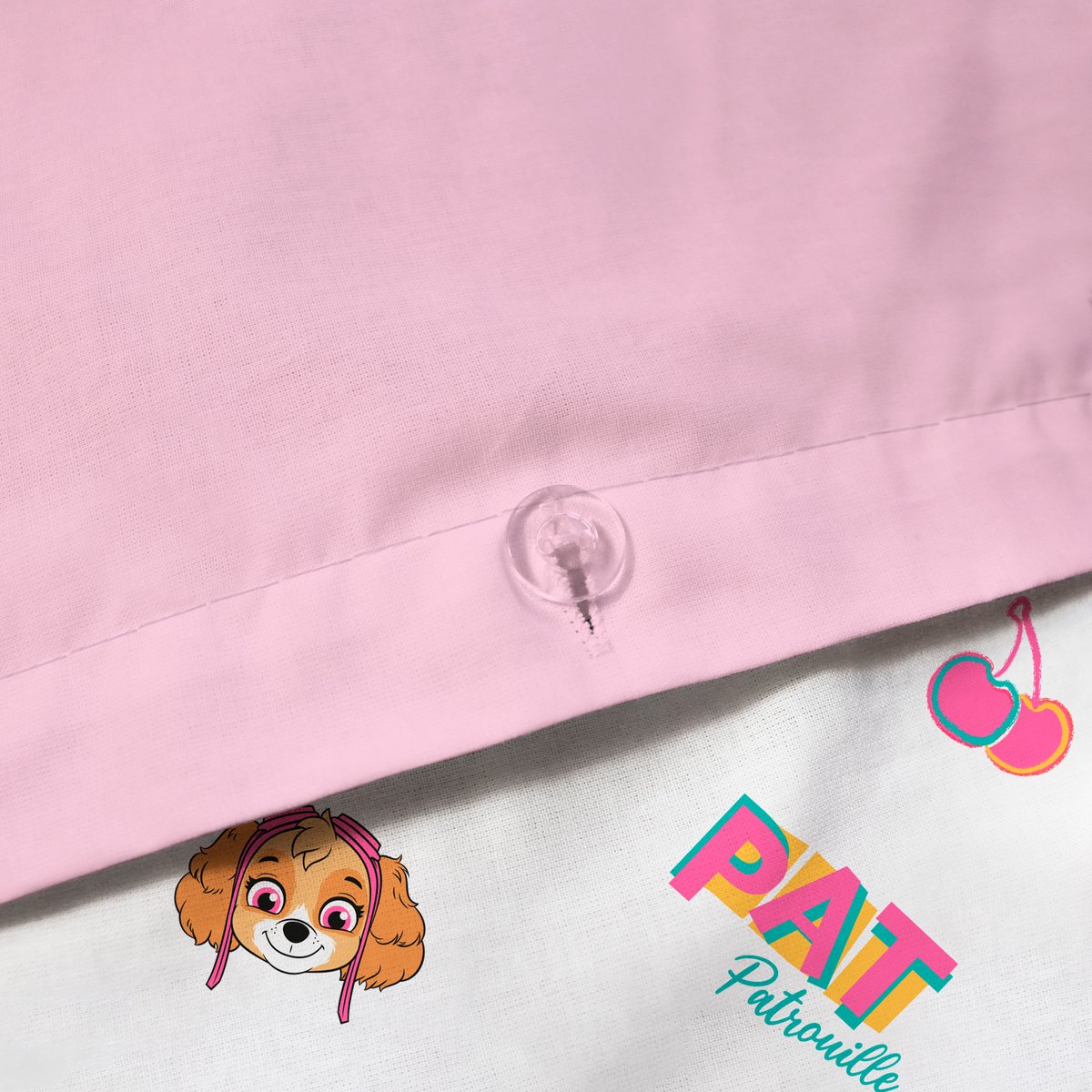 Parure de lit imprimée 100% coton, FRUITY rose, PAT PATROUILLE