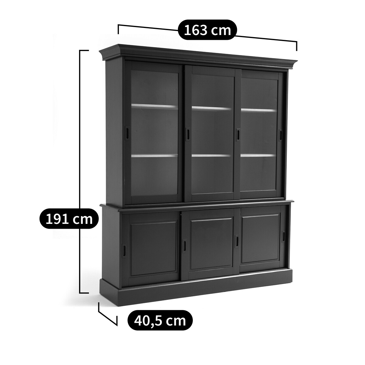 Armario para vajilla con 6 puertas, de pino macizo y MDF, POIRET antracita, LA REDOUTE INTERIEURS