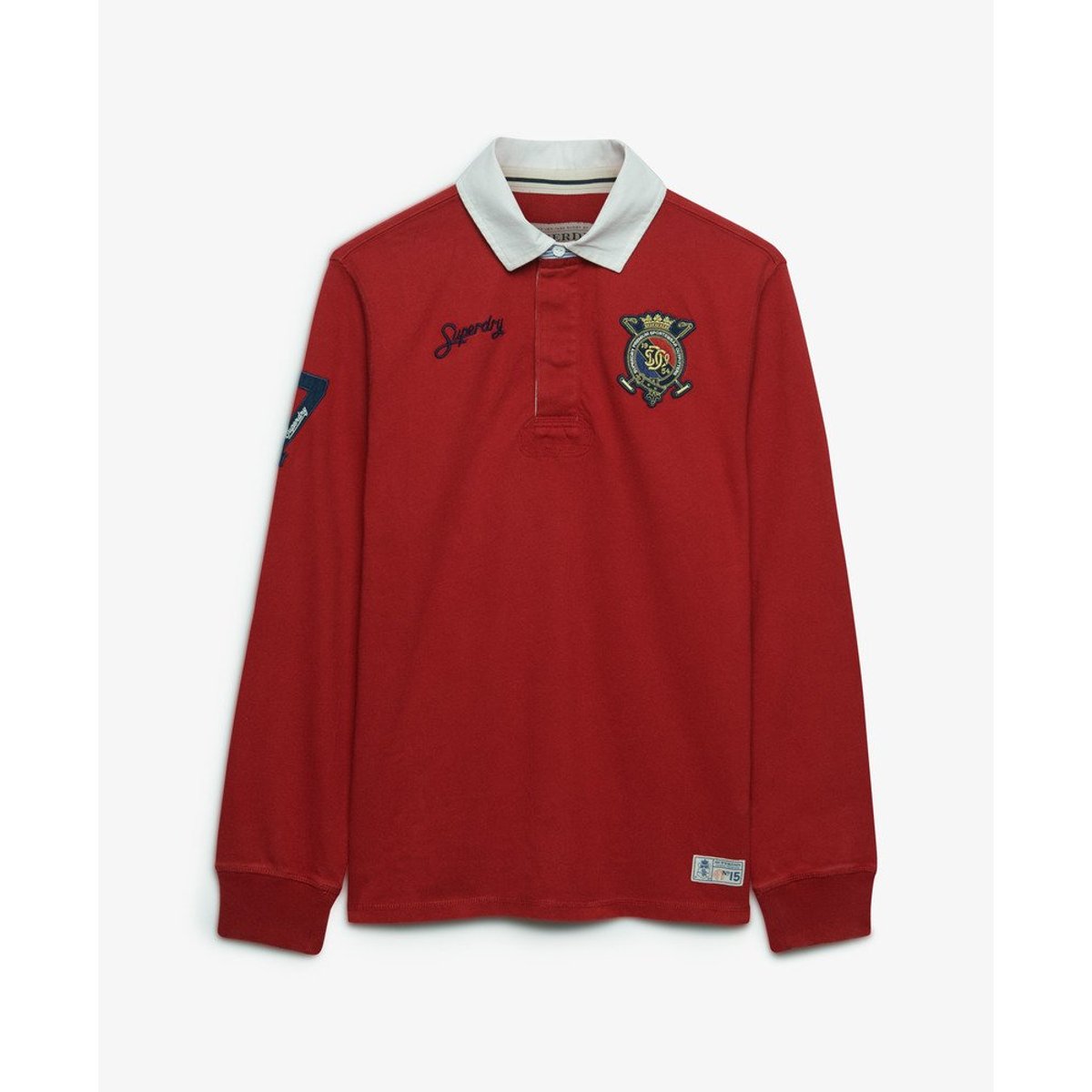 Haut de rugby à double emblème rouge prep, SUPERDRY