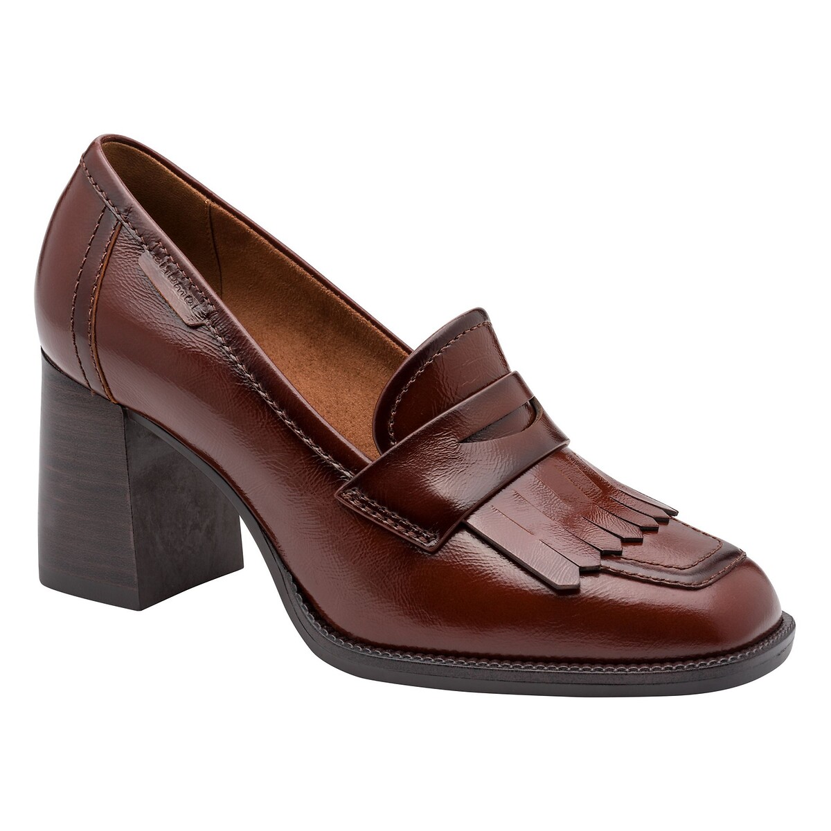Mocassins à talons en cuir cognac, TAMARIS