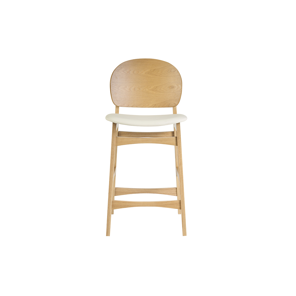 Tabourets scandinaves en bois clair frêne et blanc H68 cm (lot de 2) ELTON blanc, MILIBOO