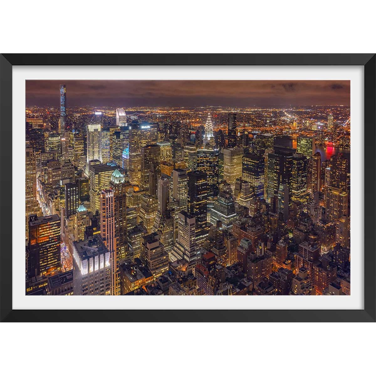 Affiche deco ""Night Life"" affiche + cadre en bois - noir, HEXOA