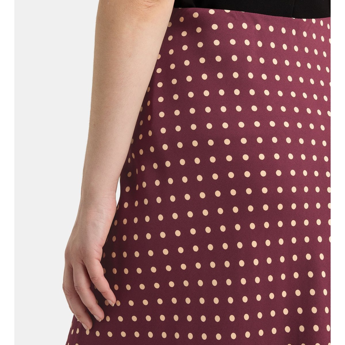 Jupe midi évasée turin dot pois bordeaux, GALERIES LAFAYETTE