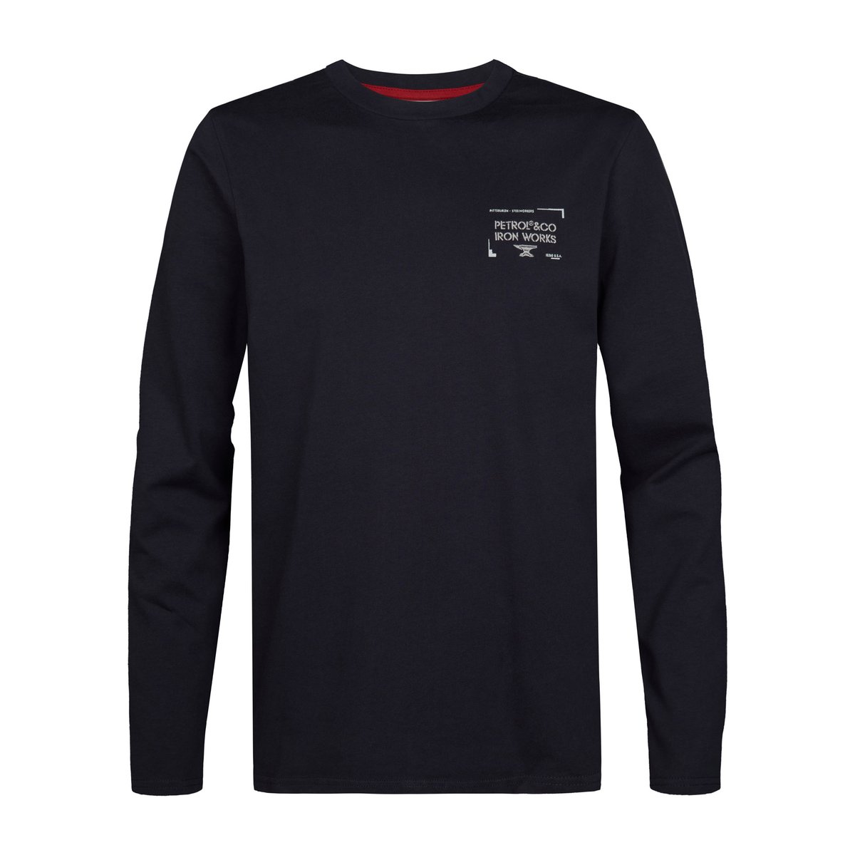 T-shirt imprimé à manches longues forgewall bleu royal navy, PETROL INDUSTRIES