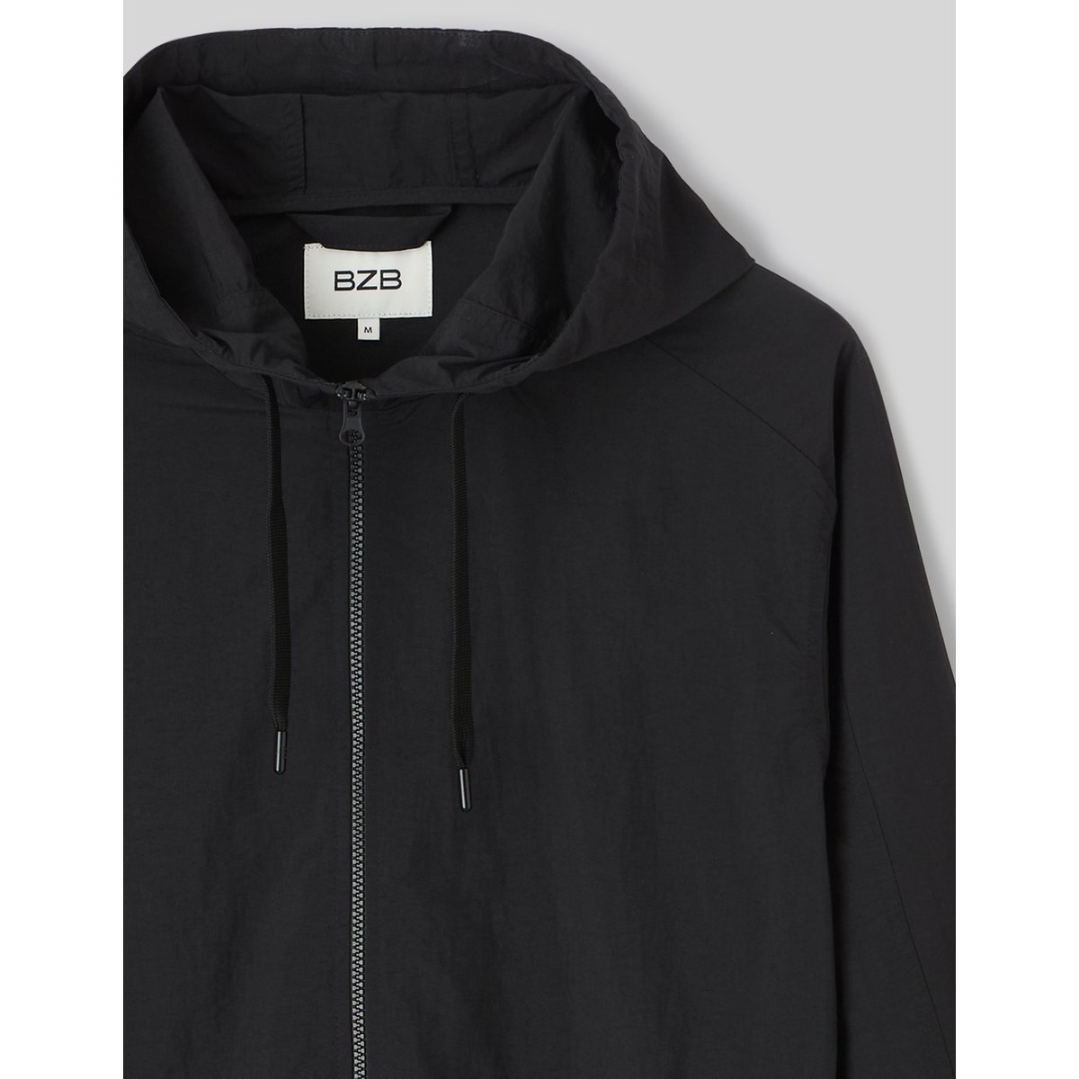 Blouson coup vent à capuche noir, BZB