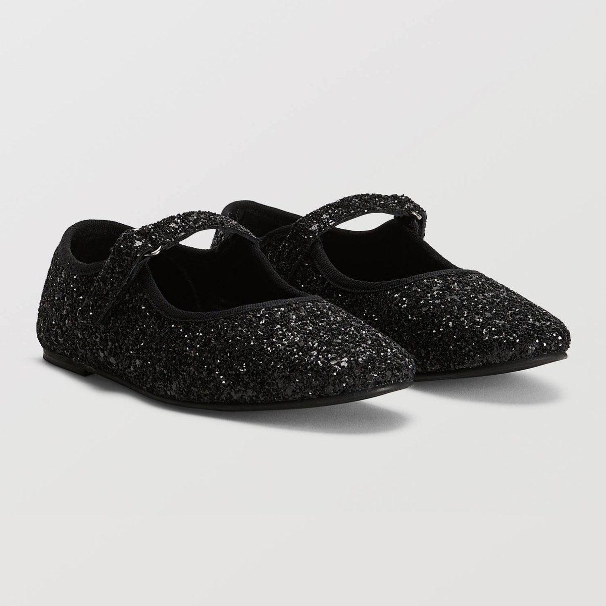 Salomés en cuir à paillettes noir, MONOPRIX