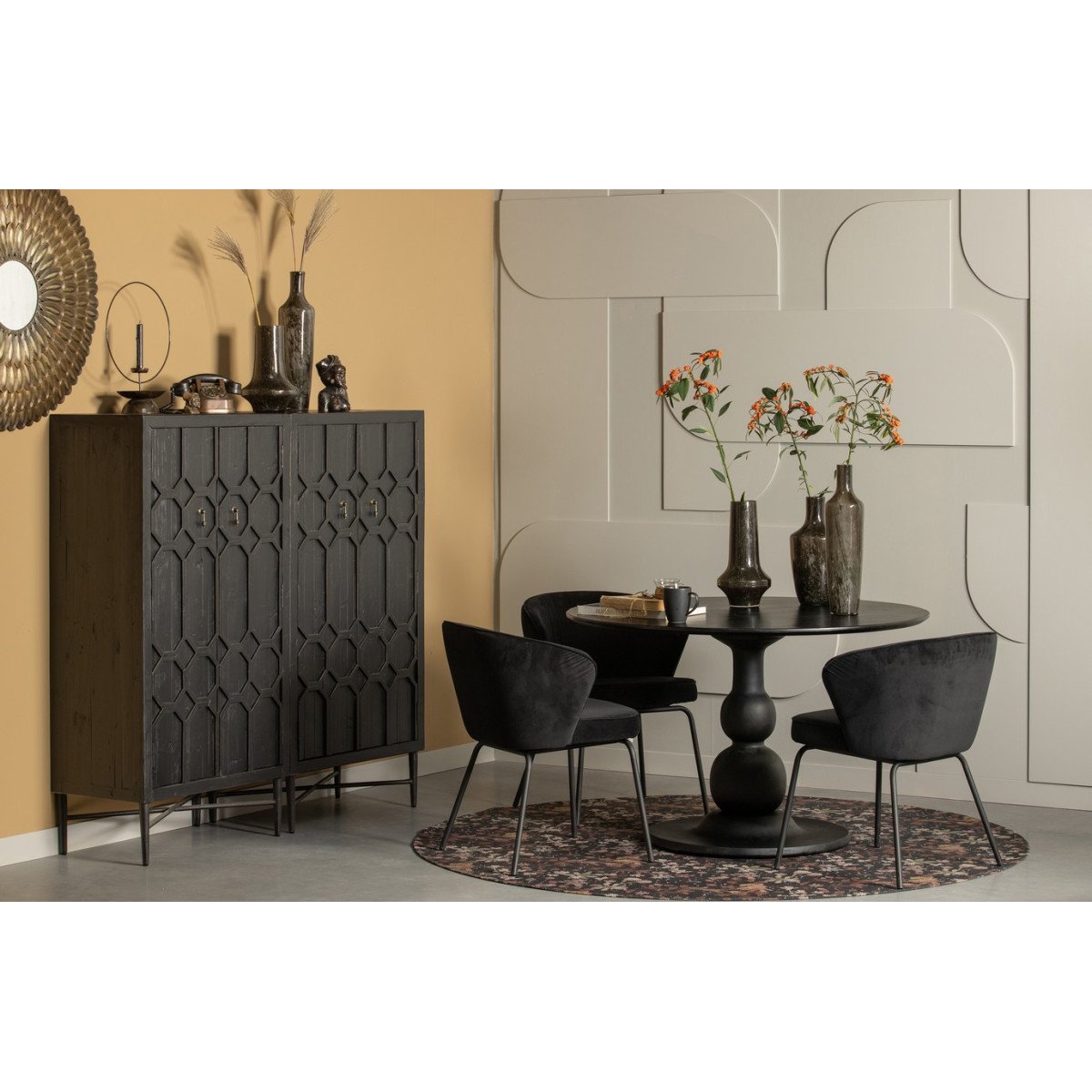 Table de repas ronde en bois 120 cm - BAROC noir, WOOOD