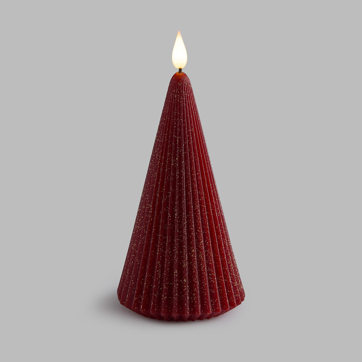 Bougie LED forme sapin, en cire pailletée, hauteur 19 cm, CASPAR rouge, LA REDOUTE INTERIEURS
